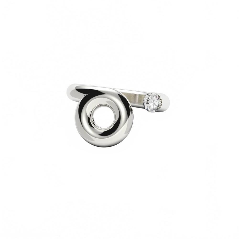 NEW UNCOMMON MATTERS women's open loop ring in silver/white topaz
